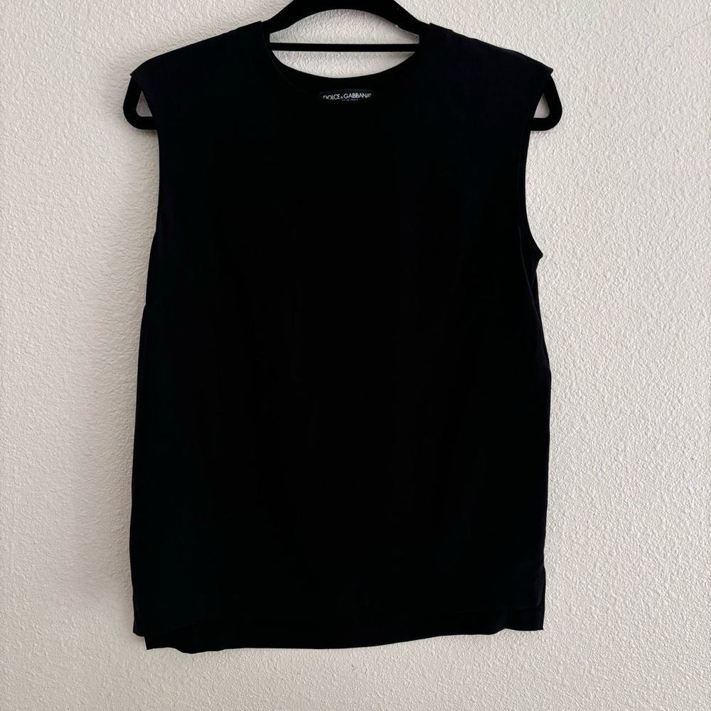 Dolce and Gabbana | Black Sleeveless Silk Top Classic Basics Chic